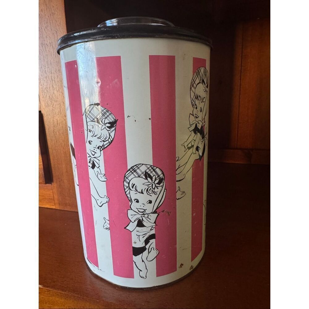 Jolly jug 1950’s canister Ball mason jar retro baby doll girl red white candy st